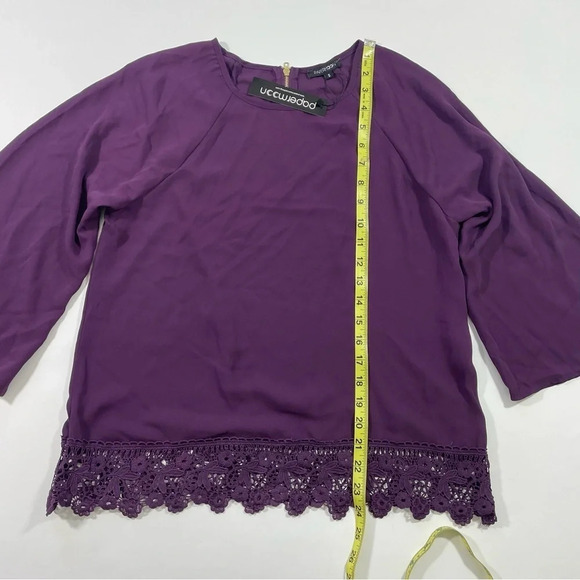 New Papermoon Stitch Fix Crochet Trim Top Purple - Picture 6 of 7